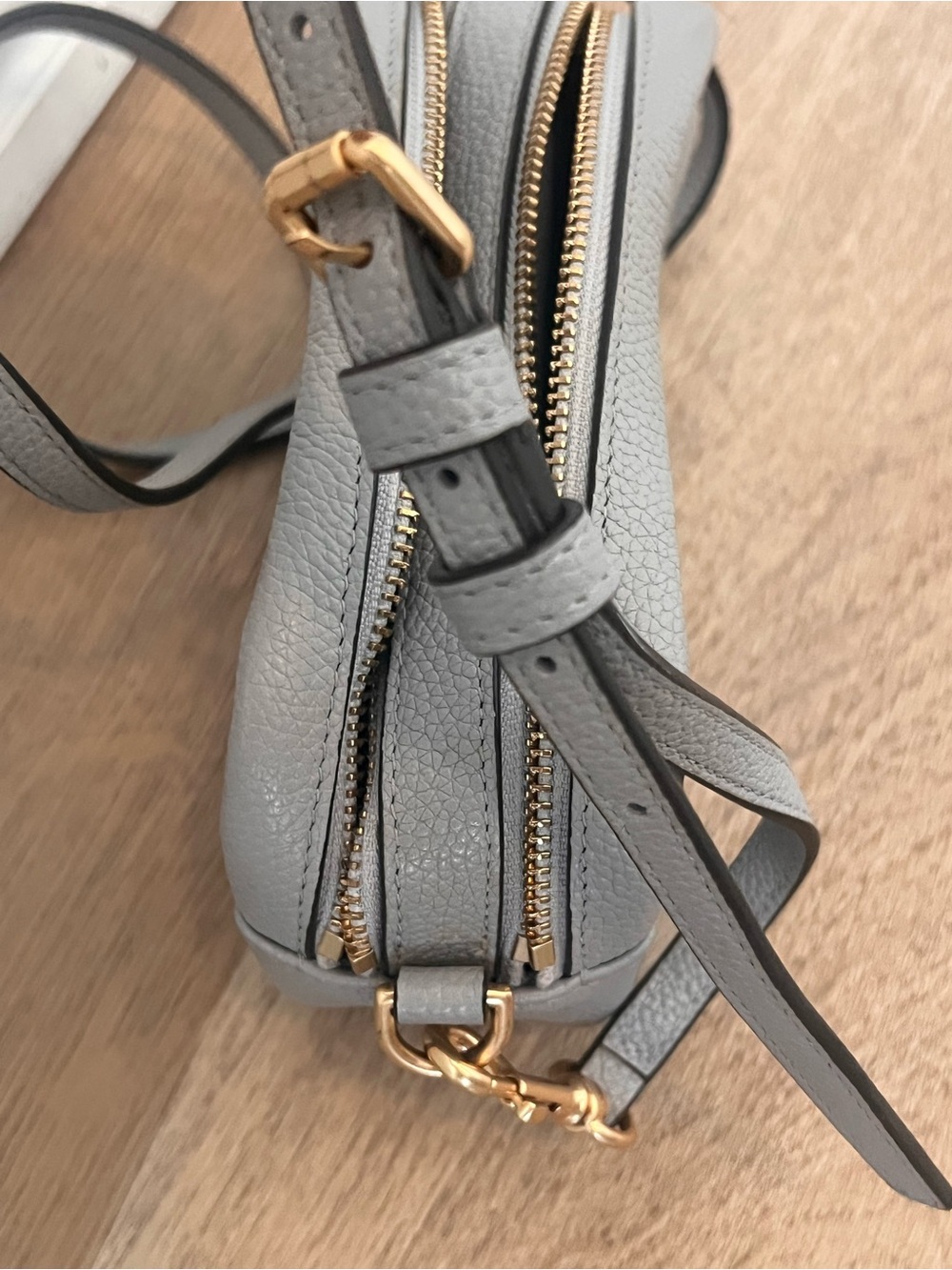 Tory Burch “Mini Miller” Light Gray Leather Crossbody Bag - Picture 12 of 12